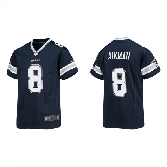Youth Dallas Cowboys Troy Aikman #8 Navy Game Jersey