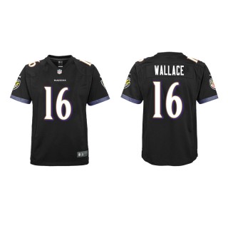 Youth Baltimore Ravens Tylan Wallace #16 Black Game Jersey