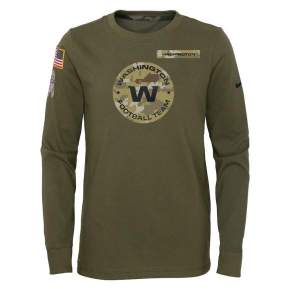 2021 Salute To Service Youth Washington Football Team Olive Long Sleeve T-Shirt