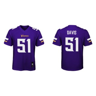 Youth Minnesota Vikings Wyatt Davis #51 Purple Game Jersey