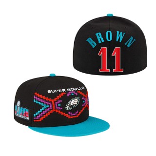 A.J. Brown Philadelphia Eagles Black Teal Super Bowl LVII Tarmac 9FIFTY Snapback Adjustable Hat