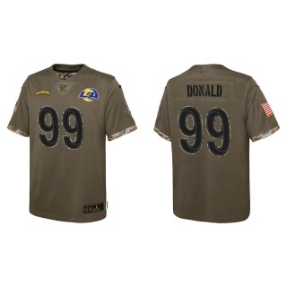 Aaron Donald Youth Los Angeles Rams Olive 2022 Salute To Service Limited Jersey