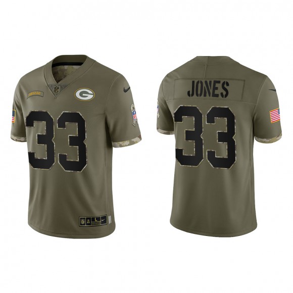 Aaron Jones Green Bay Packers Olive 2022 Salute To Service Limited Jersey