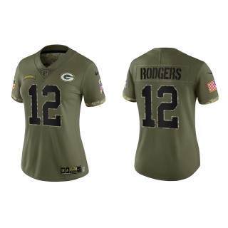 Aaron Rodgers Women's Green Bay Packers Olive 2022 Salute To Service Limited Jersey
