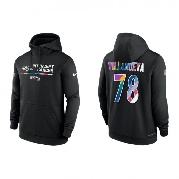 Alejandro Villanueva Baltimore Ravens Black 2022 NFL Crucial Catch Therma Performance Pullover Hoodie