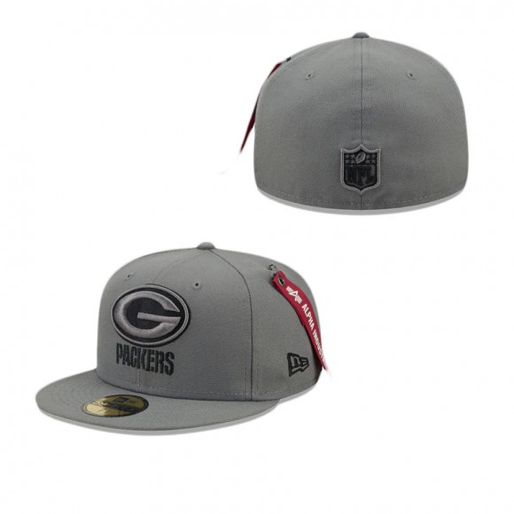 Alpha Industries X Green Bay Packers Gray 59FIFTY Fitted Hat