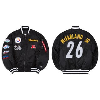 Anthony McFarland Jr. Alpha Industries X Pittsburgh Steelers MA-1 Bomber Black Jacket