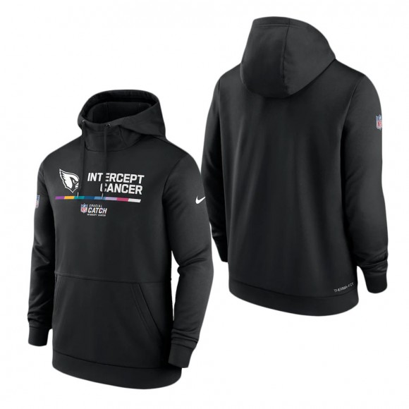 Men's Arizona Cardinals Black 2022 NFL Crucial Catch Therma Performance Pullover Hoodie