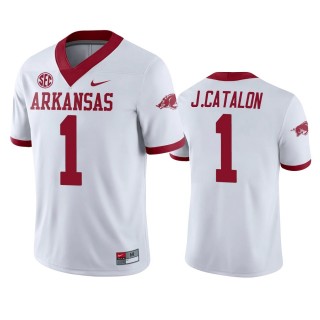Arkansas Razorbacks Jalen Catalon White College Football Jersey