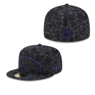 Men's Baltimore Ravens Black Amoeba Camo 59FIFTY Fitted Hat