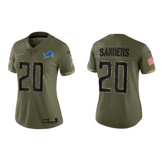 Barry Sanders Women's Detroit Lions Olive 2022 Salute To Service Limited Jersey
