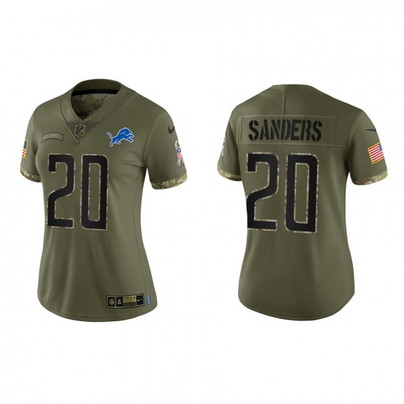 Barry Sanders Women's Detroit Lions Olive 2022 Salute To Service Limited Jersey