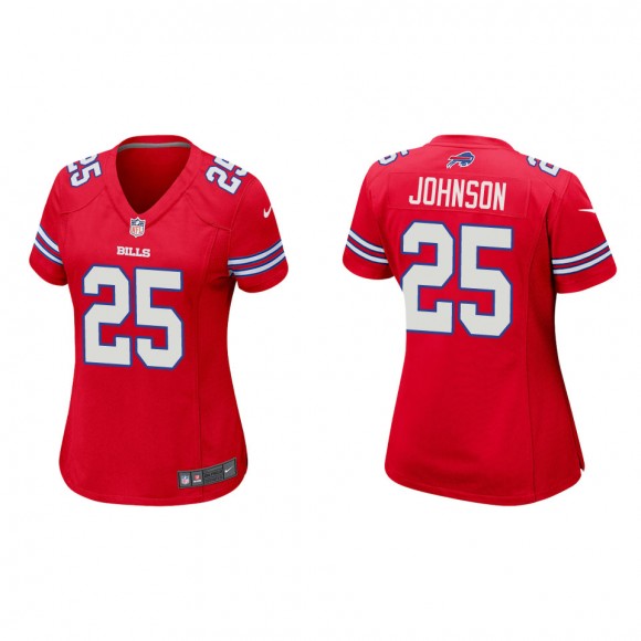 Women Ty Johnson Bills Red Game Jersey