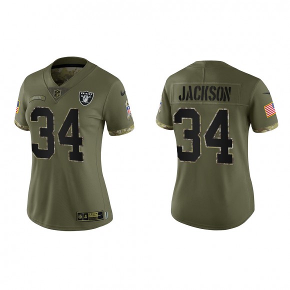 Bo Jackson Women's Las Vegas Raiders Olive 2022 Salute To Service Limited Jersey