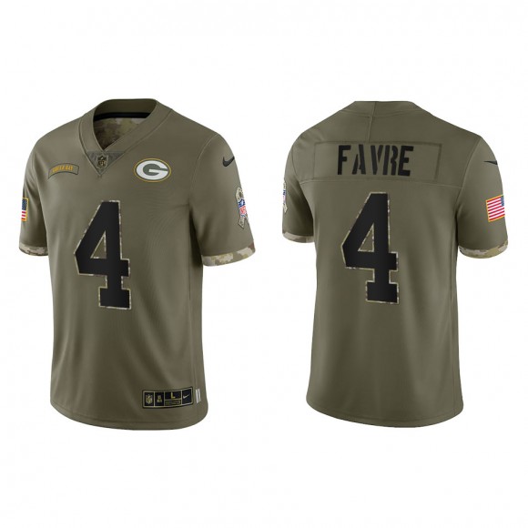 Brett Favre Green Bay Packers Olive 2022 Salute To Service Limited Jersey