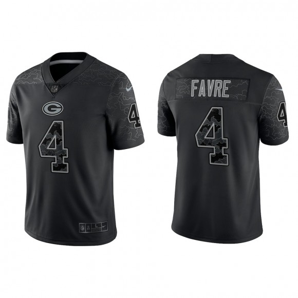 Brett Favre Green Bay Packers Black Reflective Limited Jersey