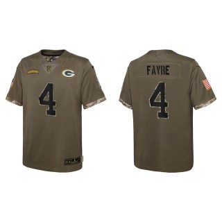 Brett Favre Youth Green Bay Packers Olive 2022 Salute To Service Limited Jersey