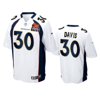 Denver Broncos Terrell Davis White 3X Super Bowl Champions Patch Game Jersey