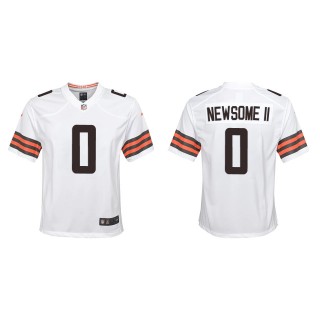 Youth Greg Newsome II Browns White Game Jersey