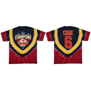 Bryan Cook Kansas City Chiefs Red Super Bowl LVII Champions Shield Tie Dye T-Shirt