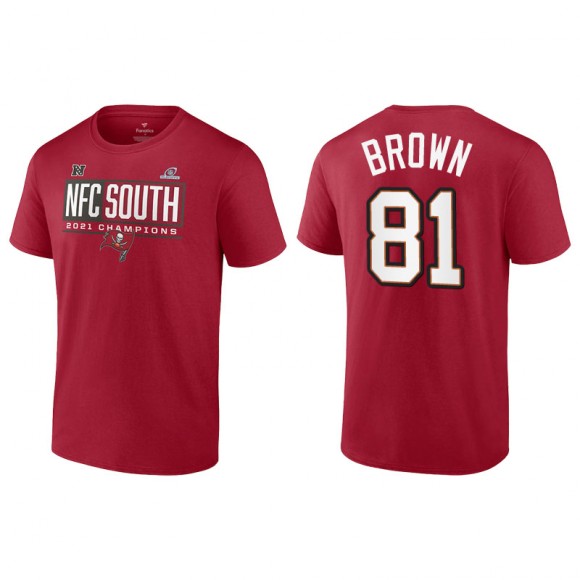 Men's Buccaneers Antonio Brown Red 2021 NFC South Division Champions Blocked Favorite T-Shirt