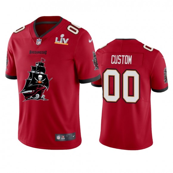 Tampa Bay Buccaneers Custom Red Super Bowl LV Champions Team Logo Jersey