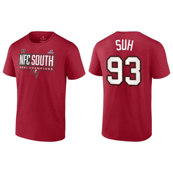 Men's Buccaneers Ndamukong Suh Red 2021 NFC South Division Champions Blocked Favorite T-Shirt