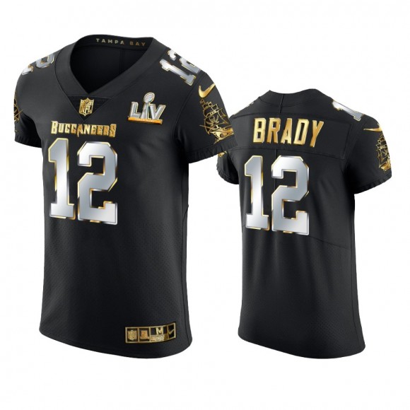 Tom Brady Buccaneers Black Super Bowl LV Golden Elite Jersey