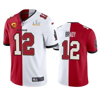 Tampa Bay GOAT Tom Brady Red White Super Bowl LV Split Jersey