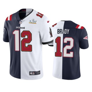Buccaneers GOAT Tom Brady White Navy Super Bowl LV Split Vapor Limited Jersey