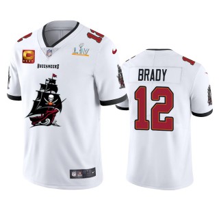 Tampa Bay Buccaneers Tom Brady White Super Bowl LV Champions Team Logo Jersey