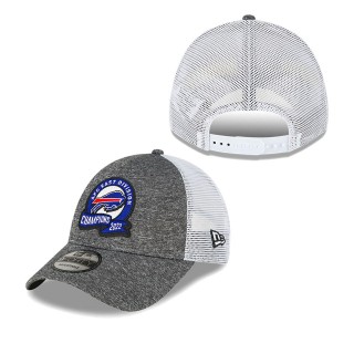 Men's Buffalo Bills Heather Gray 2022 AFC East Division Champions Locker Room 9FORTY Adjustable Hat