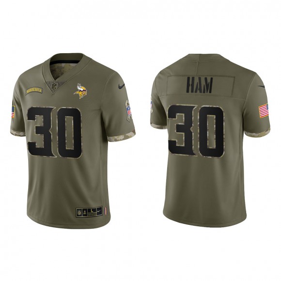 C.J. Ham Minnesota Vikings Olive 2022 Salute To Service Limited Jersey