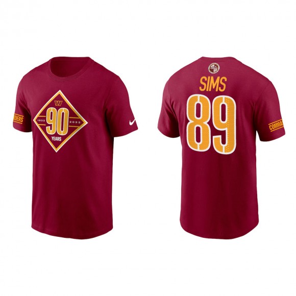 Cam Sims Washington Commanders Burgundy 90th Anniversary T-Shirt