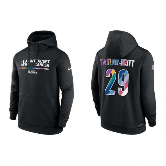 Cam Taylor-Britt Cincinnati Bengals Black 2022 NFL Crucial Catch Therma Performance Pullover Hoodie