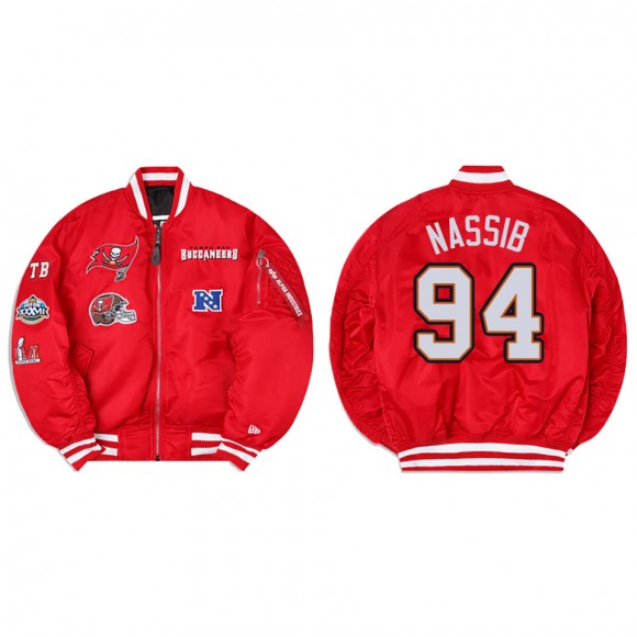 Carl Nassib Alpha Industries X Tampa Bay Buccaneers MA-1 Bomber Red Jacket