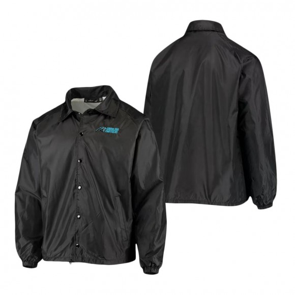 Carolina Panthers Black Coaches Classic Raglan Full-Snap Windbreaker Jacket