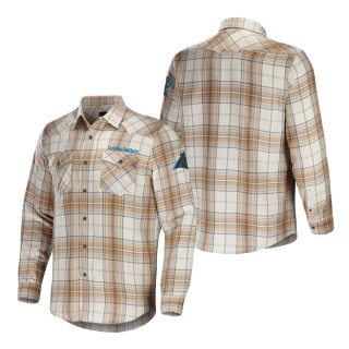Carolina Panthers NFL x Darius Rucker Collection Tan Flannel Long Sleeve Button-Up Shirt