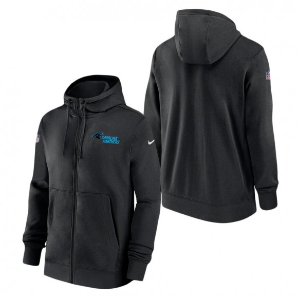 Carolina Panthers Nike Black Sideline Club Performance Full-Zip Hoodie