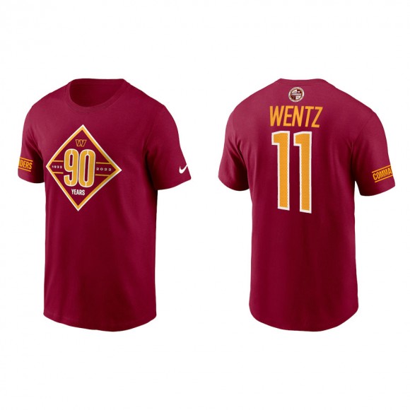 Carson Wentz Washington Commanders Burgundy 90th Anniversary T-Shirt