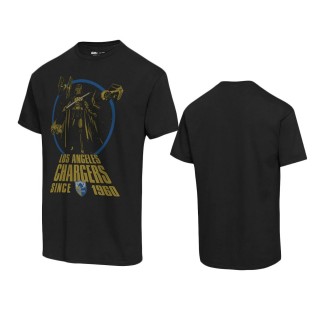 Los Angeles Chargers Black Disney Star Wars Empire Title Crawl T-Shirt