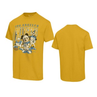 Los Angeles Chargers Gold Disney Mickey Huddle T-Shirt