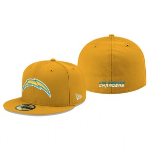 Los Angeles Chargers Gold Omaha Primary Logo 59FIFTY Fitted Hat