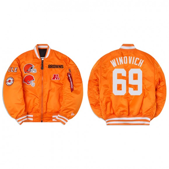 Chase Winovich Alpha Industries X Cleveland Browns MA-1 Bomber Orange Jacket