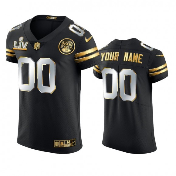 Custom Chiefs Black Super Bowl LV Golden Elite Jersey