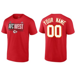 Men's Chiefs Custom Red 2021 AFC West Division Champions Blocked Favorite T-Shirt