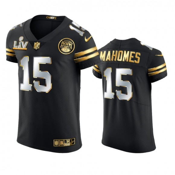 Patrick Mahomes Chiefs Black Super Bowl LV Golden Elite Jersey