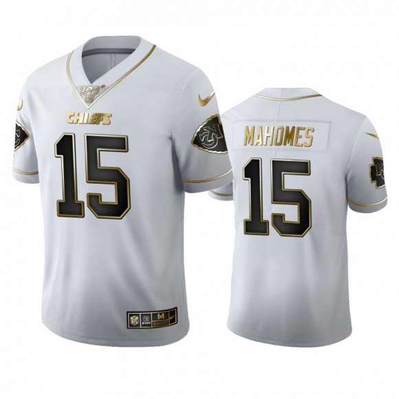 Patrick Mahomes Chiefs White 100th Season Golden Edition Jersey