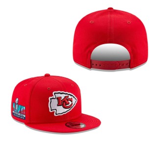 Men's Kansas City Chiefs Red Super Bowl LVII Champions Side Patch 9FIFTY Snapback Hat