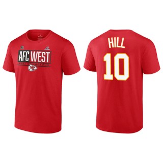 Men's Chiefs Tyreek Hill Red 2021 AFC West Division Champions Blocked Favorite T-Shirt